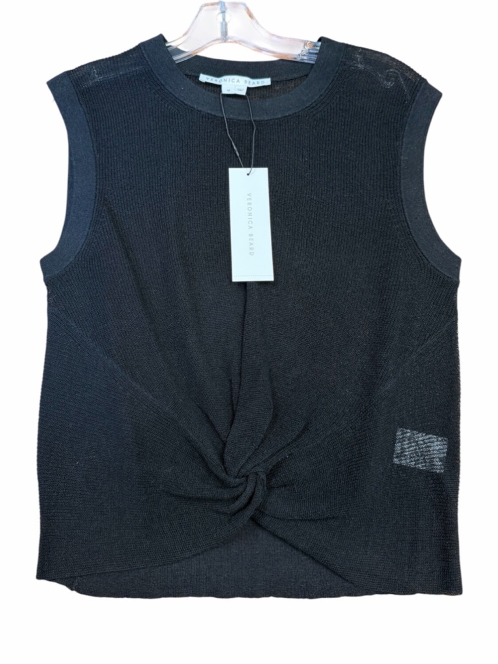 Veronica Beard Black Twist Front Sleeveless Knit Top NWT Size M